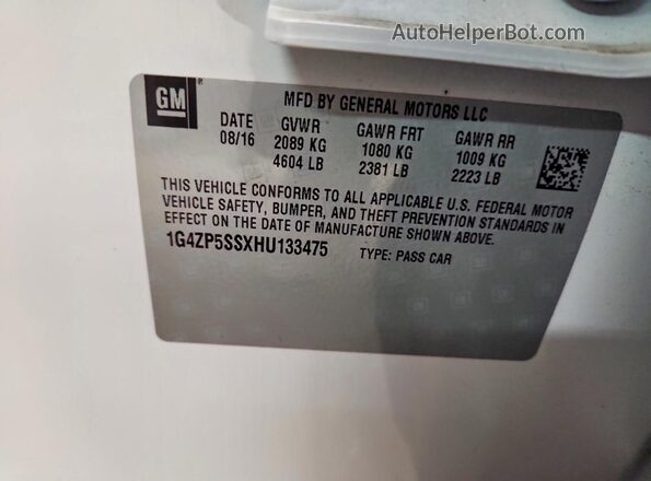 1G4ZP5SSXHU133475 2017 BUICK LACROSSE Белый Вид подкапотного пространства