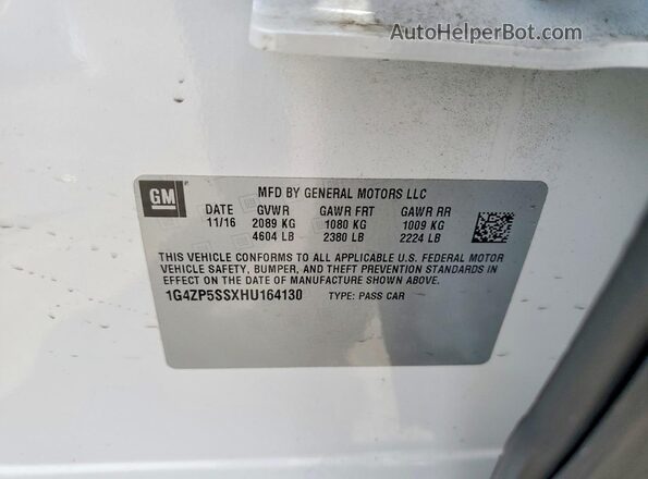 1G4ZP5SSXHU164130 2017 BUICK LACROSSE White Widok komory silnika