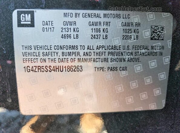 1G4ZR5SS4HU186263 2017 BUICK LACROSSE Черный Вид подкапотного пространства
