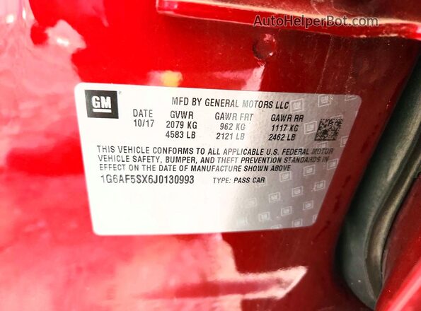 1G6AF5SX6J0130993 2018 CADILLAC ATS Red Vista del compartimento del motor