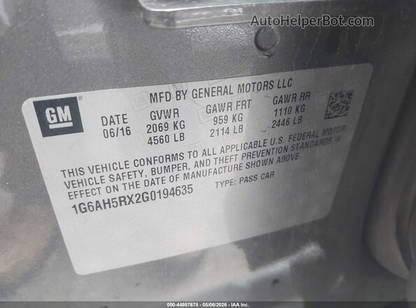 1G6AH5RX2G0194635 2016 CADILLAC ATS Gray Widok komory silnika