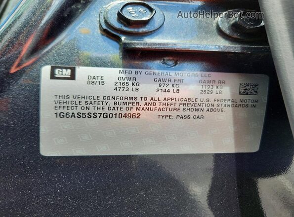 1G6AS5SS7G0104962 2016 CADILLAC CTS Серый Вид подкапотного пространства