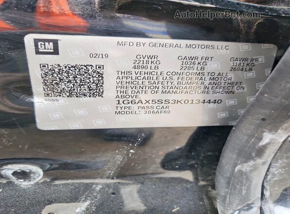 1G6AX5SS3K0134440 2019 CADILLAC CTS Black Widok komory silnika