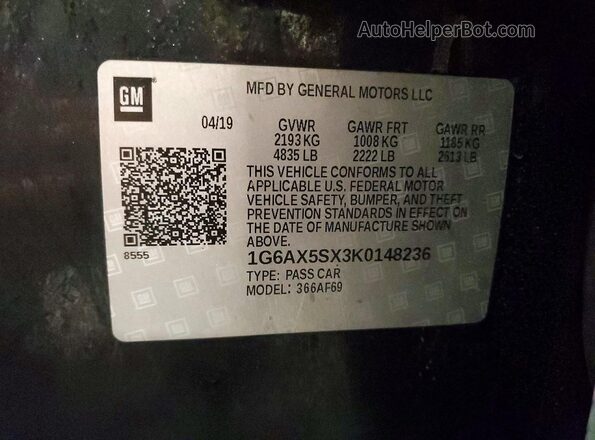 1G6AX5SX3K0148236 2019 CADILLAC CTS Black Vista del compartimento del motor