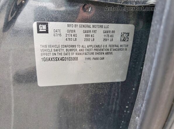 1G6AX5SX4G0103068 2016 CADILLAC CTS Charcoal Вид підкапотного простору