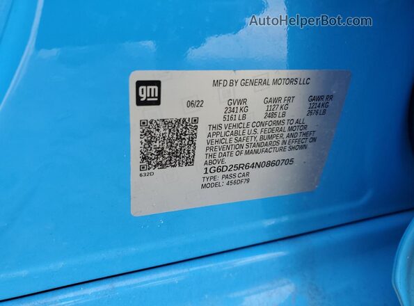 1G6D25R64N0860705 2022 CADILLAC CT5 Blue Vista de la etiqueta del VIN
