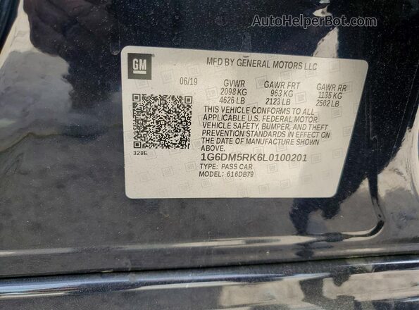 1G6DM5RK6L0100201 2020 CADILLAC CT5 Black VIN კოდის სტიკერის ხედი