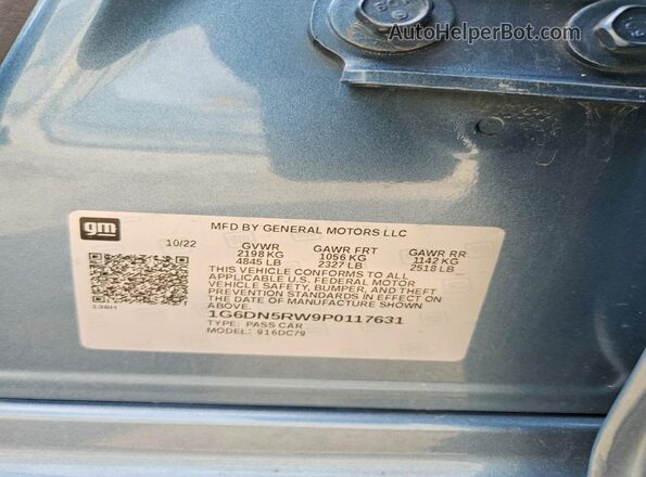 1G6DN5RW9P0117631 2023 CADILLAC CT5 Turquoise Widok naklejki z numerem VIN