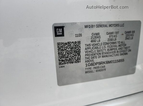 1G6DP5RK6M0115855 2021 CADILLAC CT5 White Vista del compartimento del motor
