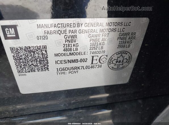 1G6DU5RK7L0146734 2020 CADILLAC CT5 Black Widok komory silnika