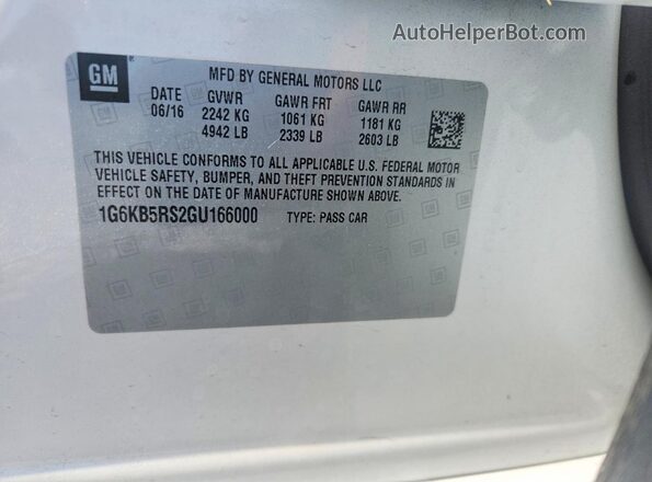 1G6KB5RS2GU166000 2016 CADILLAC CT6 Белый Вид подкапотного пространства