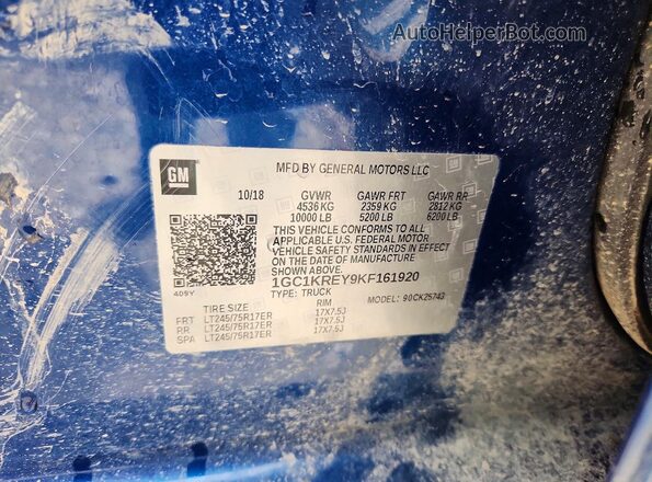 1GC1KREY9KF161920 2019 CHEVROLET SILVERADO Синий Вид подкапотного пространства