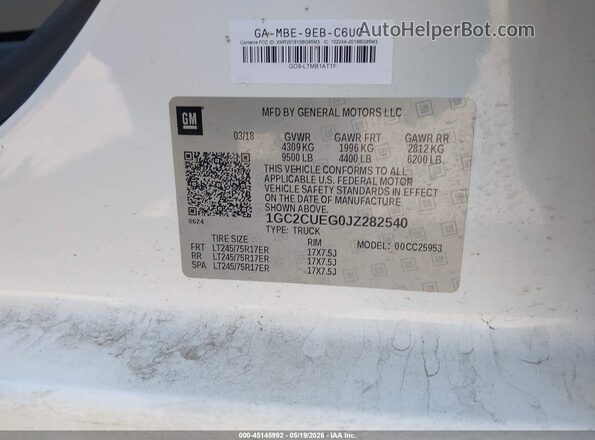 1GC2CUEG0JZ282540 2018 CHEVROLET SILVERADO Белый Вид подкапотного пространства