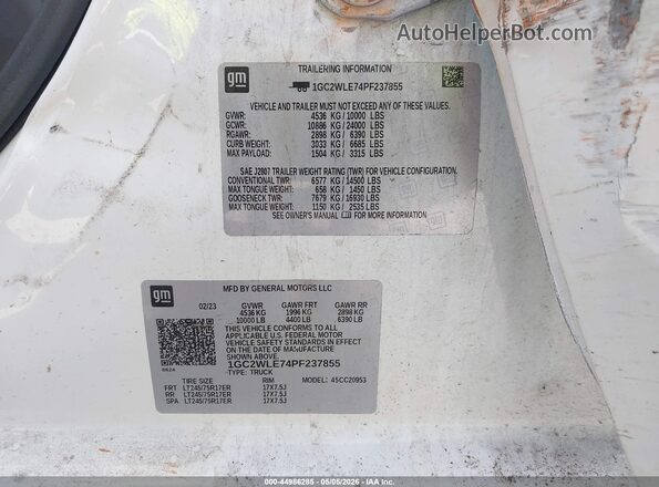 1GC2WLE74PF237855 2023 CHEVROLET SILVERADO White Widok komory silnika