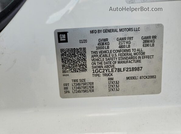 1GC2YLE78LF218987 2020 CHEVROLET SILVERADO White Engine compartment view