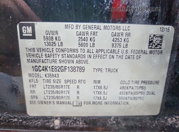 1GC4K1E82GF138789 2016 CHEVROLET SILVERADO Black Вид підкапотного простору