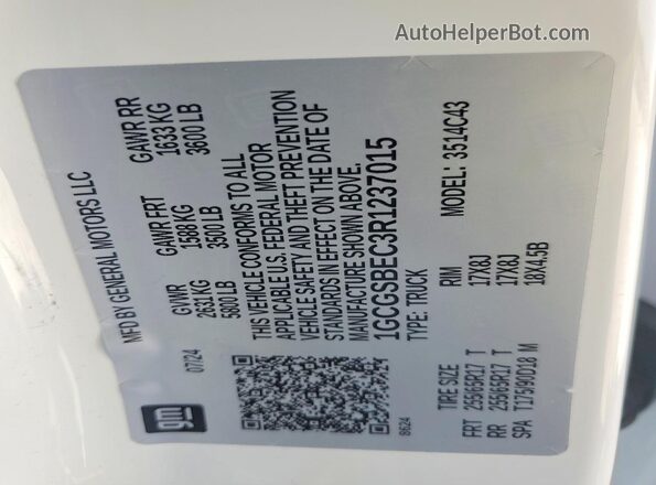 1GCGSBEC3R1237015 2024 CHEVROLET COLORADO White Вид підкапотного простору