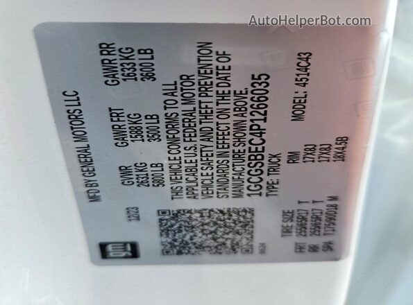 1GCGSBEC4P1266035 2023 CHEVROLET COLORADO Белый Вид подкапотного пространства