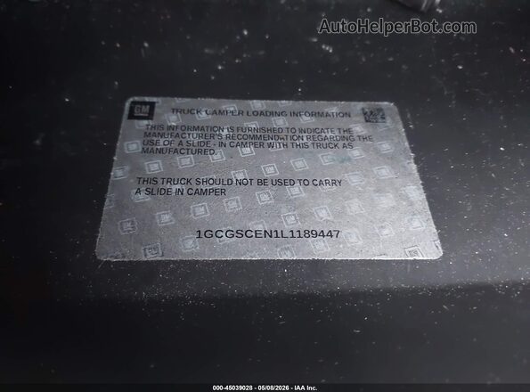 1GCGSCEN1L1189447 2020 CHEVROLET COLORADO Черный Вид подкапотного пространства