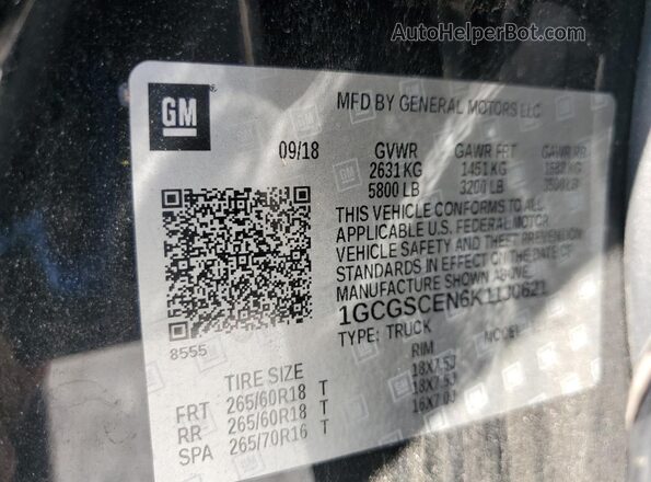 1GCGSCEN6K1130621 2019 CHEVROLET COLORADO Black Շարժիչի բաժամունքի տեսք