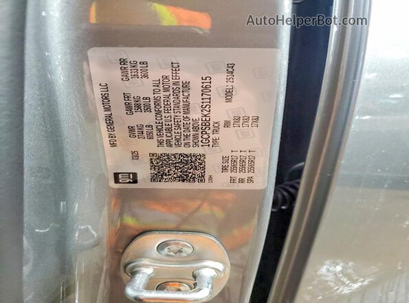 1GCPSBEK2S1170615 2025 CHEVROLET COLORADO Gray VIN კოდის სტიკერის ხედი