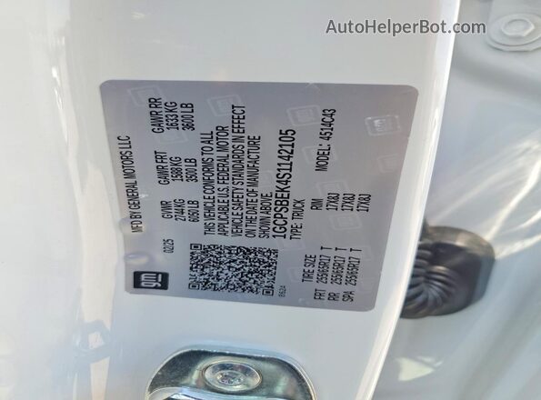 1GCPSBEK4S1142105 2025 CHEVROLET COLORADO Белый Вид подкапотного пространства