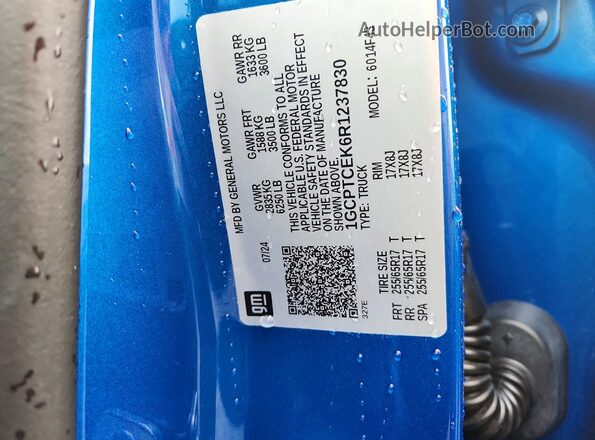 1GCPTCEK6R1237830 2024 CHEVROLET COLORADO Двухцветный Вид наклейки с VIN-кодом