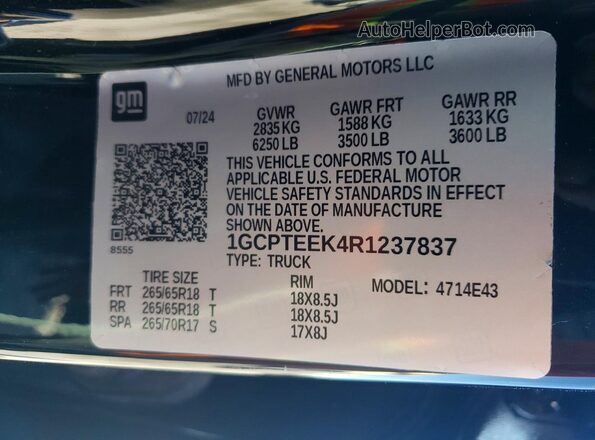 1GCPTEEK4R1237837 2024 CHEVROLET COLORADO Black Вид підкапотного простору