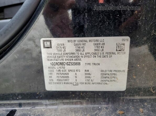 1GCRCREC1GZ323808 2016 CHEVROLET SILVERADO Black Շարժիչի բաժամունքի տեսք