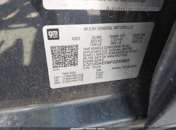 1GCUDAED6PZ232003 2023 CHEVROLET SILVERADO Черный Вид подкапотного пространства