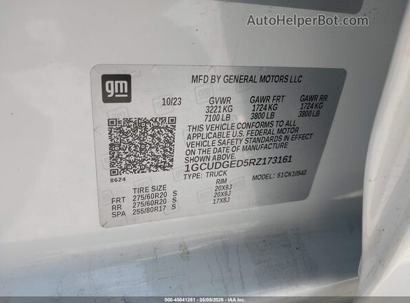 1GCUDGED5RZ173161 2024 CHEVROLET SILVERADO White Շարժիչի բաժամունքի տեսք