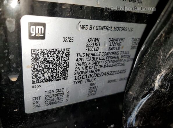 1GCUKDED4SZ211425 2025 CHEVROLET SILVERADO Черный Вид подкапотного пространства