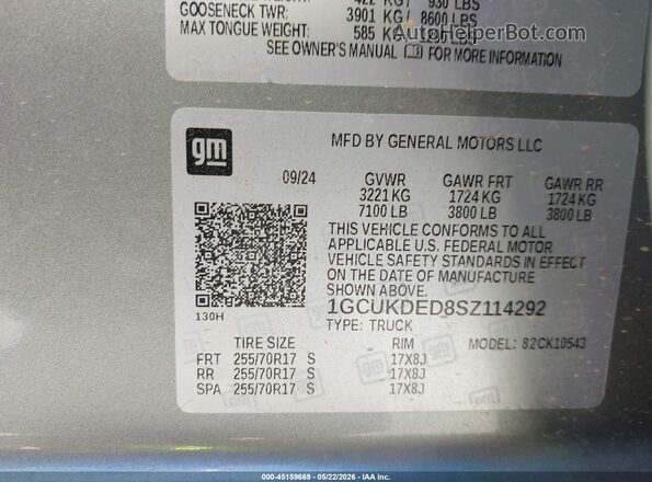 1GCUKDED8SZ114292 2025 CHEVROLET SILVERADO Silver Vista del compartimento del motor