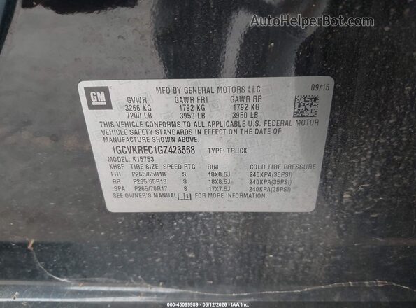 1GCVKREC1GZ423568 2016 CHEVROLET SILVERADO Черный Вид подкапотного пространства