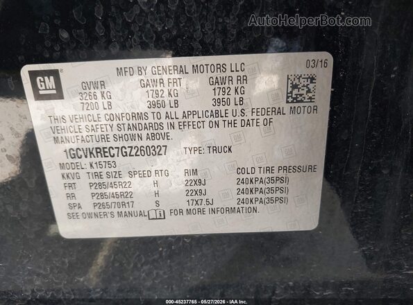 1GCVKREC7GZ260327 2016 CHEVROLET SILVERADO Black Widok komory silnika