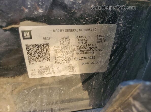 1GKKNXLS4LZ107055 2020 GMC ACADIA Черный Вид наклейки с VIN-кодом