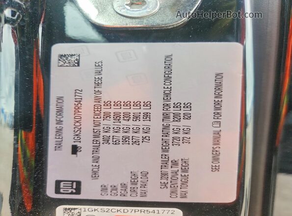 1GKS2CKD7PR541772 2023 GMC YUKON Черный Панорамный вид салона 360°
