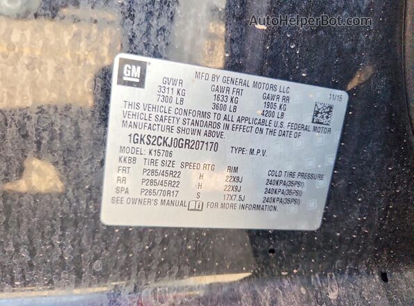 1GKS2CKJ0GR207170 2016 GMC YUKON Черный Вид наклейки с VIN-кодом