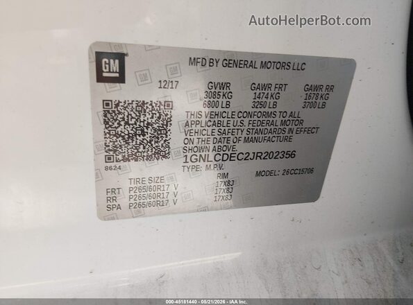 1GNLCDEC2JR202356 2018 CHEVROLET TAHOE Синий Вид подкапотного пространства