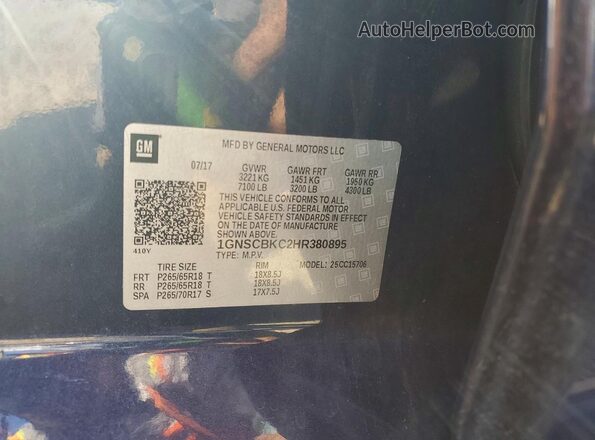 1GNSCBKC2HR380895 2017 CHEVROLET TAHOE Синий Вид наклейки с VIN-кодом
