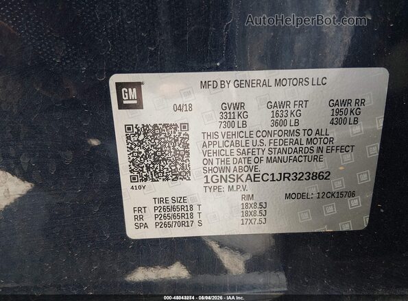 1GNSKAEC1JR323862 2018 CHEVROLET TAHOE Синий Вид подкапотного пространства
