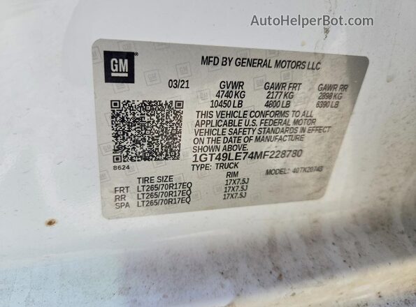 1GT49LE74MF228780 2021 GMC SIERRA White Engine compartment view