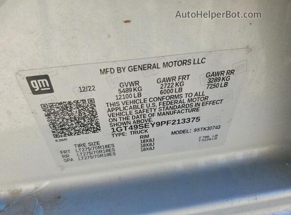 1GT49SEY9PF213375 2023 GMC SIERRA Серебряный Вид подкапотного пространства