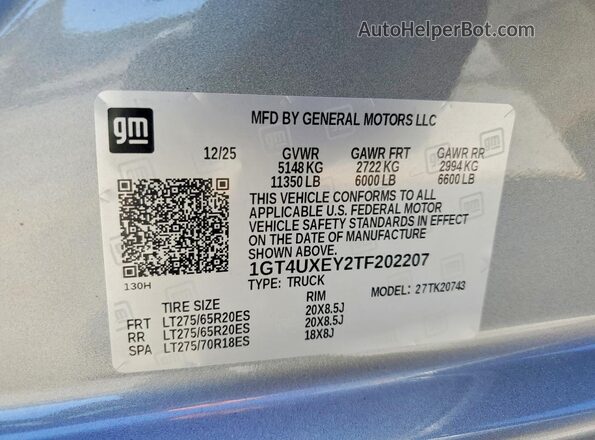 1GT4UXEY2TF202207 2026 GMC SIERRA Серый Вид подкапотного пространства