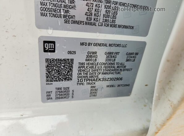 1GTPHAEK3SZ302906 2025 GMC SIERRA White Вид підкапотного простору