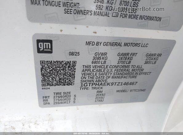 1GTPHAEK9TZ146467 2026 GMC SIERRA Белый Вид подкапотного пространства