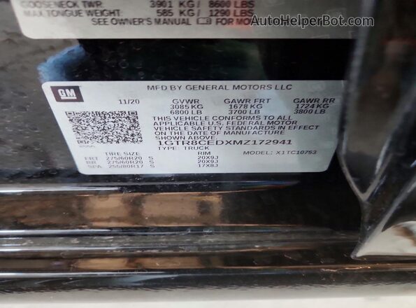 1GTR8CEDXMZ172941 2021 GMC SIERRA Черный Вид подкапотного пространства