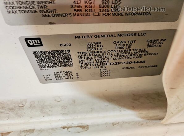 1GTUUBED2PZ304448 2023 GMC SIERRA Белый Вид подкапотного пространства