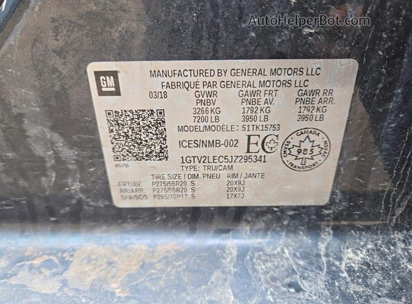 1GTV2LEC5JZ295341 2018 GMC SIERRA Black Vista del compartimento del motor
