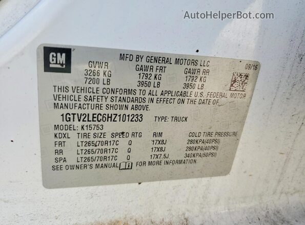 1GTV2LEC6HZ101233 2017 GMC SIERRA White Вид підкапотного простору